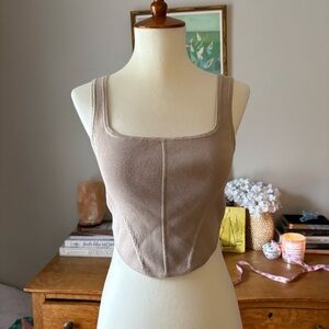 Cotton on Beige corset Knit Crop Top staple capsule wardrobe small